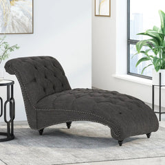 Chaise Lounge With Button Tufted Diamond Stitch