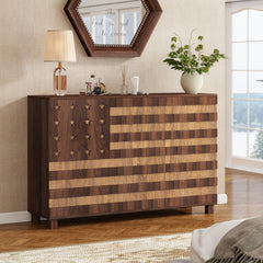 55-Inch Walnut Buffet Sideboard Cabinet with Storage