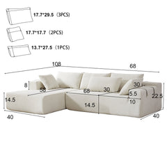 Modern Chenille Upholstered Sectional Sofa Couch Set