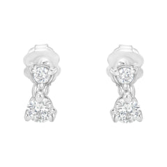 14KT White Gold 1/2 cttw Double Diamond Dangle Stud Earrings (H-I, I1-I2)