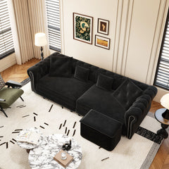 3 In 1 Convertible Sleeper Sofa Bed With Movable Ottoman