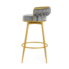 Modern Low Back Upholstered Counter Height Bar Stools (Set of 2)
