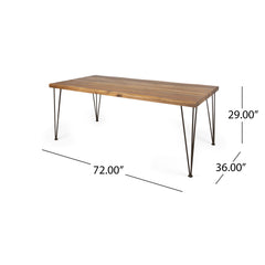 7-Piece Outdoor Dining Set for 6 with Acacia Wood Table & Rattan Chairs