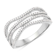 0.46 Carat Genuine White Diamond 14K White Gold Ring (F-G Color, SI Clarity)