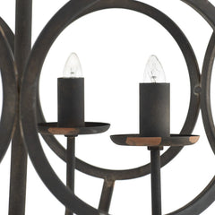 4 Light Metal Chandelier in Black Iron with Adjustable Chain