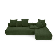 110.25x67'' Modern Upholstered L-Shape Sectional Sofa Velvet Green