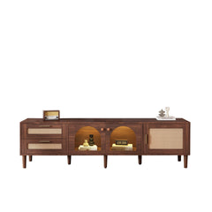 Rattan TV Stand with 3 Cabinets & 2 Drawers
