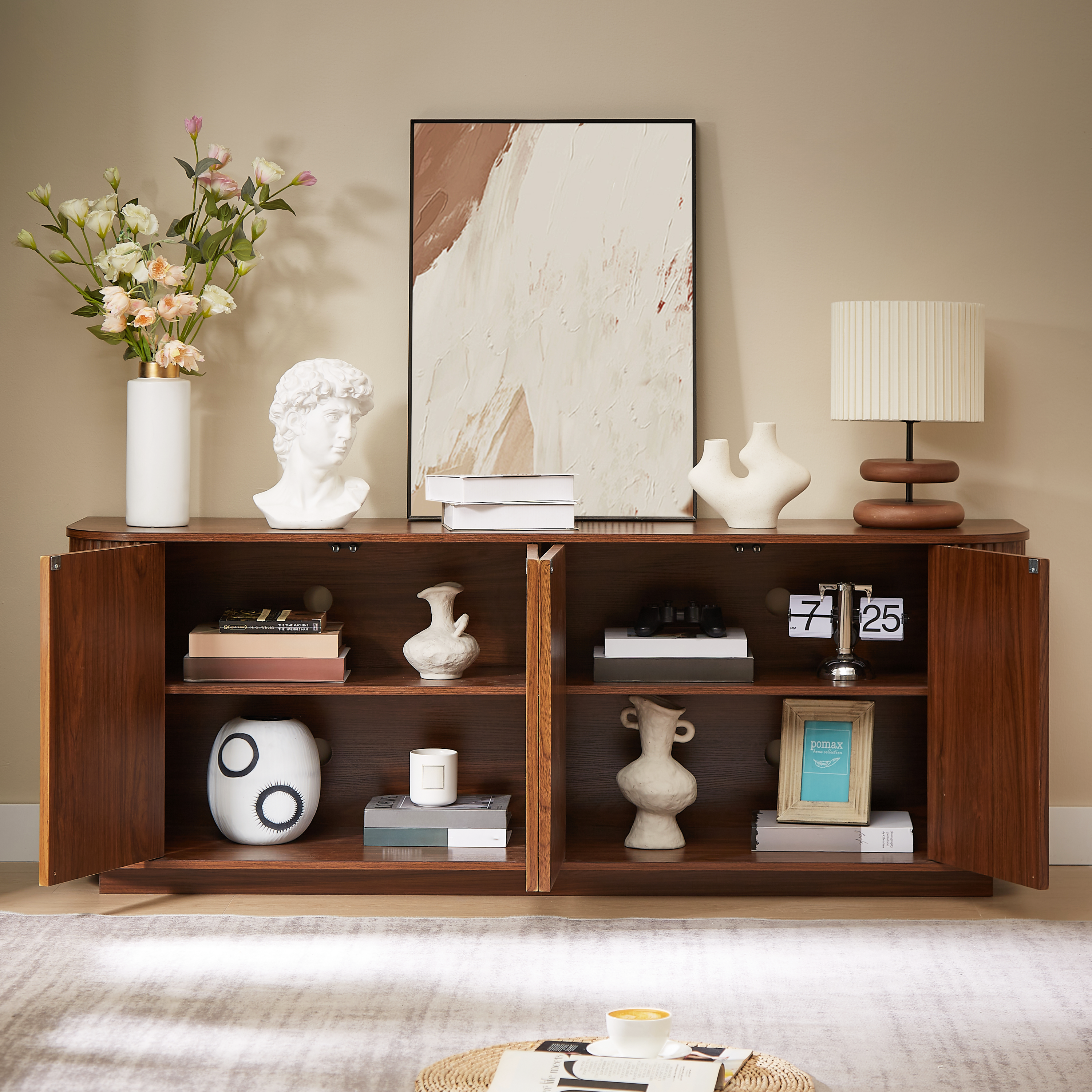 wave pattern sideboard storage cabinet