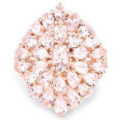 18K Rose Gold Plated 4.55 Carat Genuine Morganite .925 Sterling Silver Ring