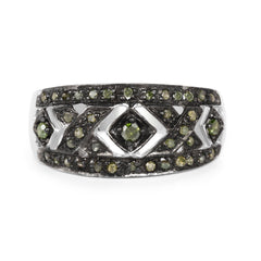 0.27 Carat Genuine Green Diamond .925 Sterling Silver Ring