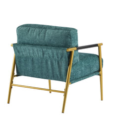 Modern Accent Chair with Plush Cushions and Wooden Armrests