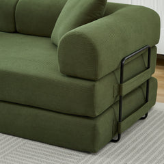 Folding Sofa Bed with Corduroy Upholstery and 2 Pillows