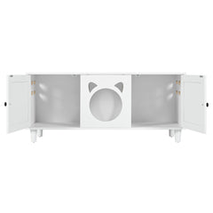 Furniture Style Cat Cabinet Cream White Cat Litter Box