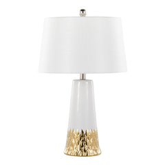 Penelope 22' Contemporary Ceramic Table Lamp with White & Gold Ceramic Body and White Shade