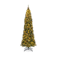5/6/7/8/9 FT Pre-Lit Artificial Hinged Slim Pencil Christmas Tree