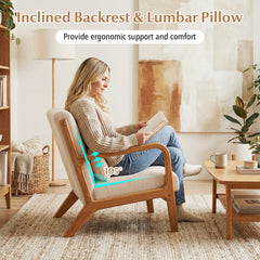 Accent Chair Corduroy Upholstered Lounge Chair with Lumbar Pillow