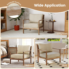 Modern Accent Chair with Solid Rubber Wood Armrests