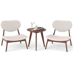Accent Chairs Set of 2 with Side Table and Solid Wood Frame
