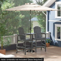 2-Seat Adirondack Chair All-Weather Adirondack Chair with Double Connecting Tray-Gray