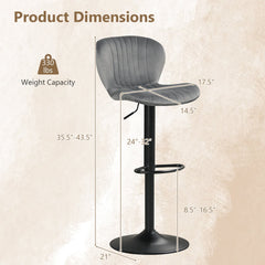 Adjustable Counter Height Chairs Set of 4 with Velvet Upholstered Backrests