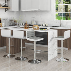 Set of 2 Adjustable Heights Barstool with PU Leather