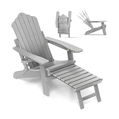 All-Weather HIPS Patio Adirondack Lounge Chair with Retractable Footrest