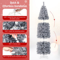 6 FT Pre-Lit Artificial Christmas Tree with 250 Cool-White LED Lights Black and White