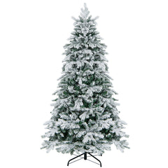 4.5/6/7 Feet Flocked Christmas Tree with Warm White LED Lights