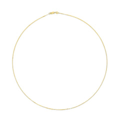 Solid 14K Yellow Gold 0.75mm Classic Box Chain Necklace. Unisex Chain - Size 16 Inches