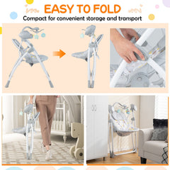 Electric Foldable Baby Rocking Chair with Adjustable Backrest