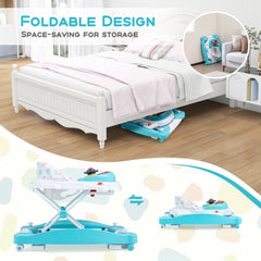 6 in 1 Foldable Baby Walker with Adjustable Height-Green