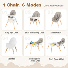 5-in-1 Baby Wooden Convertible High Chair