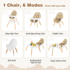 5-in-1 Baby Wooden Convertible High Chair