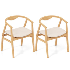 Bamboo Accent Chair with Armrest and Curved Backrest-Natural