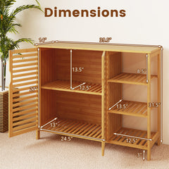 Bamboo Bathroom Cabinet 2-Door Storage Organizer with Shelves-Natural