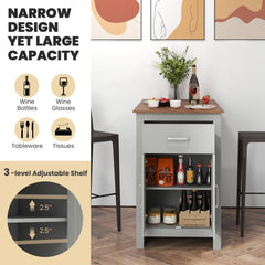 Counter Height Bar Table with Storage Cabinet and Drawer