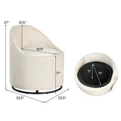 Barrel Chair with Storage 360° Swivel Upholstered Vanity Chair