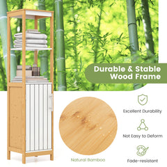 Bathroom Floor Cabinet with Door Shelves Adjustable Shelf-Natural
