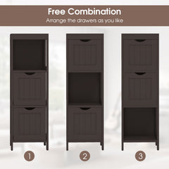 Wooden Bathroom Floor Cabinet with Removable Drawers-Brown