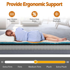 Bed Mattress Memory Foam Twin Size with Jacquard Cover for Adjustable Bed Base