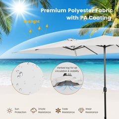 15 Feet Double-Sized Patio Umbrella with Crank Handle and Vented Tops-Beige