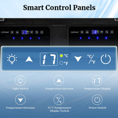 2-in-1 Beverage and Wine Cooler with Independent Temperature Control and LED Lights-Silver