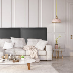 Upholstered Wall Mounted Headboard with Tufted Button Linen Fabric