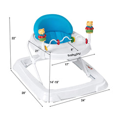 Adjustable Height Removable Folding Portable Baby Walker-Blue