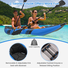 Inflatable 2-person Kayak Set with Aluminium Oars and Repair Kit-Blue