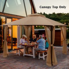 10 x 12 Feet Gazebo Replacement Top with Air Vent and Drainage Holes-Brown