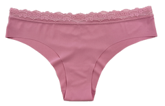 Laser Cut Rib Cheeky with Lace Waist, XS-2X