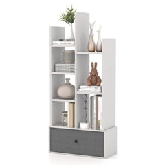7-Tier Open-Back Bookshelf with Drawer