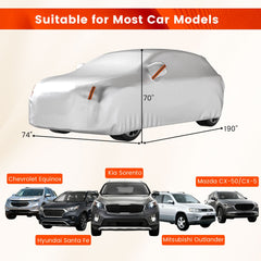 Car Cover for Automobiles 190 Inch Rain Sun UV Protection Universal Fit SUV Chevrolet Hyundai Kia Mazda
