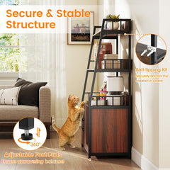 Cat Litter Box Enclosure with Storage Shelves and Scratching Pad